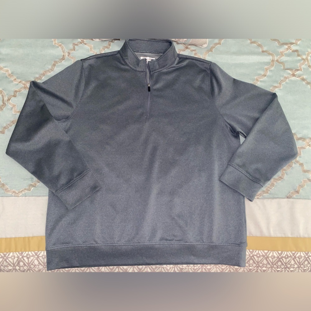 Hickey Freeman Sweater Mens XL Slate Blue Pullover 1/4 Zip Golf Sweatshirt